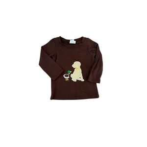 Appliqué Brown Kids Shirt with Dog Design